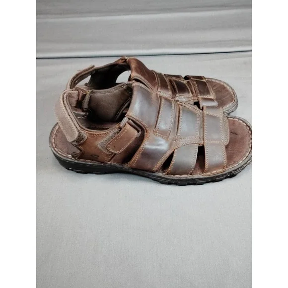 Skechers Men 12 Fisherman Sandals Brown Leather Old Money Open Toe #60847 2010