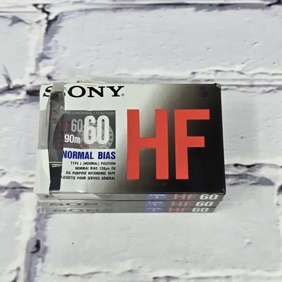 Lot Of 3 Sony HF Type I Normal Bias Blank Cassette Tapes 60 min - NEW