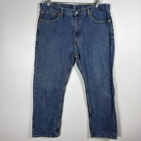 Levis 505 Men's 40x29 Straight Leg 5 Pocket Dark Wash Denim Blue Jeans 2016