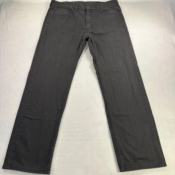 Levis 505 Regular Fit Jeans Mens 38x32 Gray Straight Leg Denim Pants 00505-0716