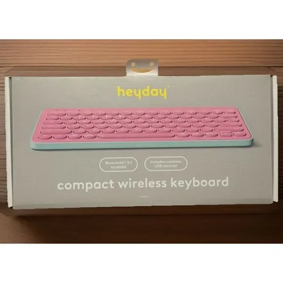 Pink Bluetooth Wireless Keyboard Windows Mac PC Laptop Silent Typing Heyday