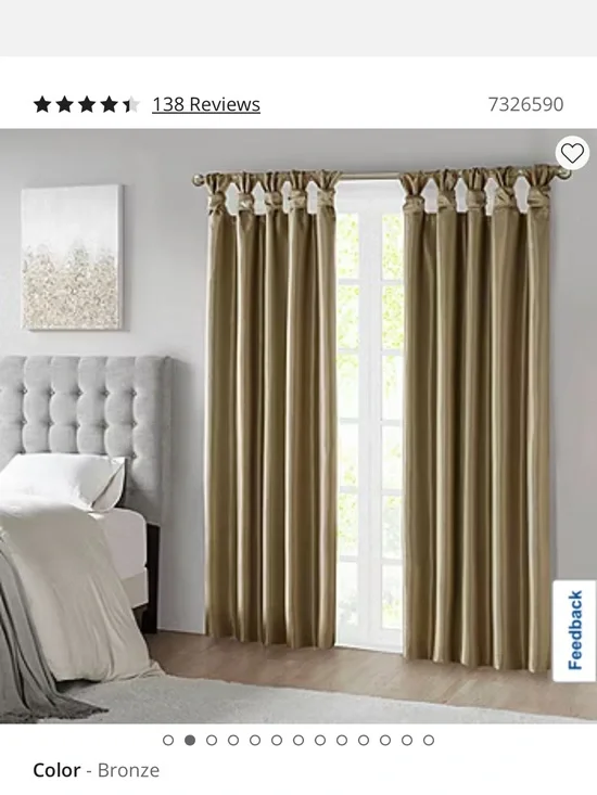 Madison park Natalie Bronze Tie-Top Blackout Curtain Panels -
