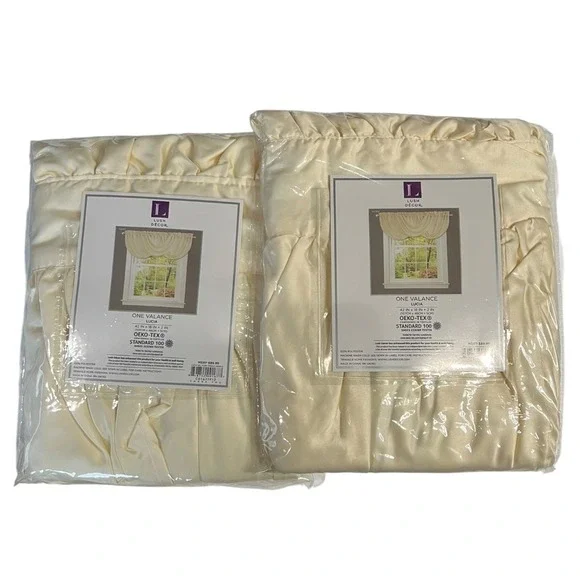 Lush Decor Lucia Window Valance Ivory 42x18 Set of 2 New Swag Ruffle C01677P12