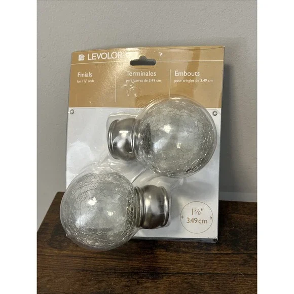 NEW‎ LEVOLOR Crackled Glass Finials for 1-3/8