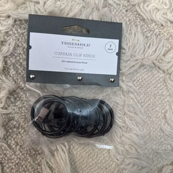 (7-Pk) Threshold Decorative Drapery‎ Clip Rings Oil Rubbed Bronze 06807021 NEW