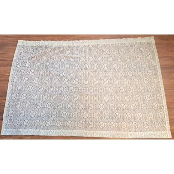 Ivory Lace Curtain Panel Floral Medallion Cottage Farmhouse Country 35x54