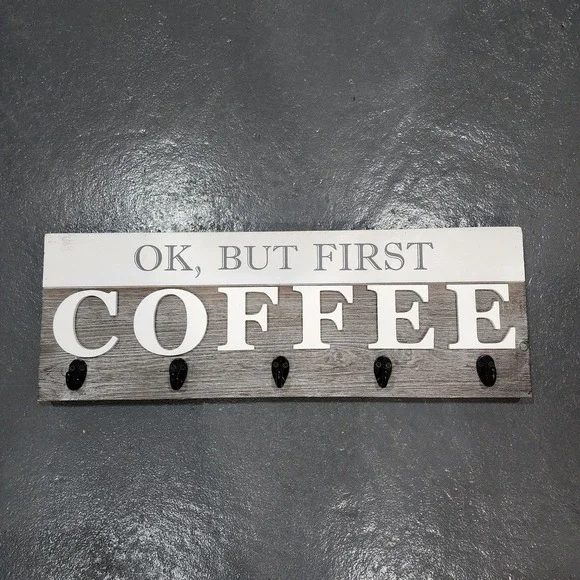 Barnyard Designs Coffee Mug Rack Unisex 24x8 Gray Rustic Farmhouse Decor