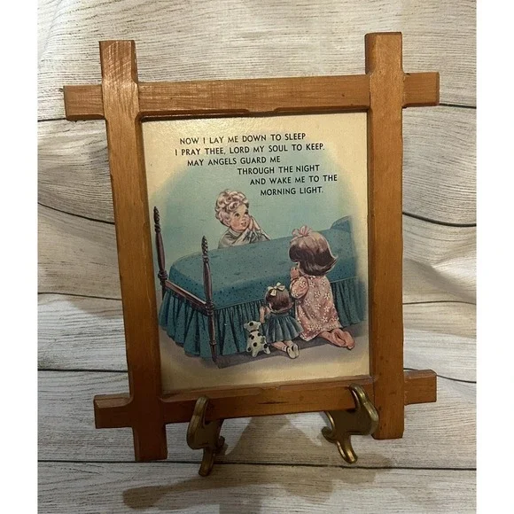 VTG Childs Prayer Now I Lay Me Down To Sleep Wall Hanging Bedside Hong Kong Tub9
