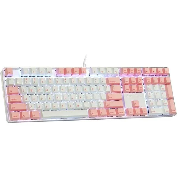 Qisan Pink PBT Keycaps 108 Key Cherry Profile Keycap Mechanical Gaming Keyboard