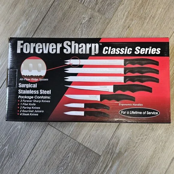 Forever Sharp 12 Piece Knife Set Classic Series Surgical Stainless Steel Blades