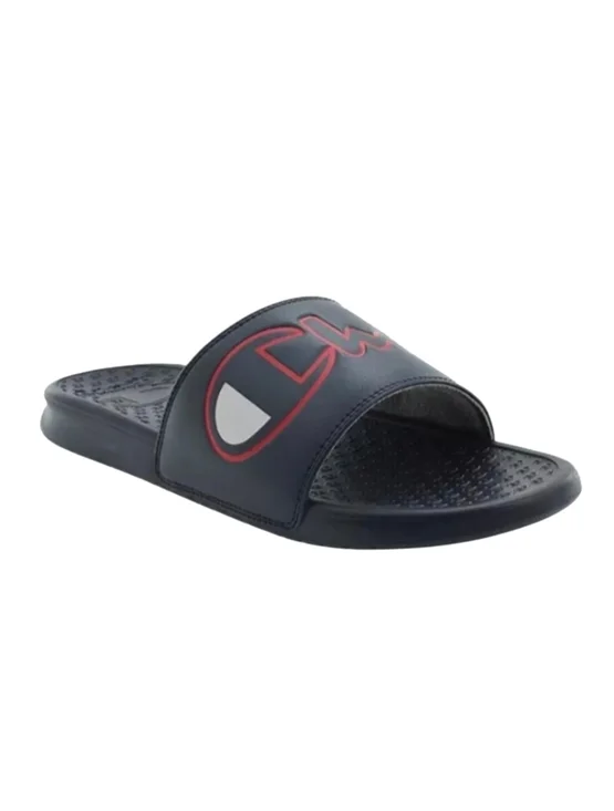 Champion Super Slide Split Script Logo Black Red Sandals