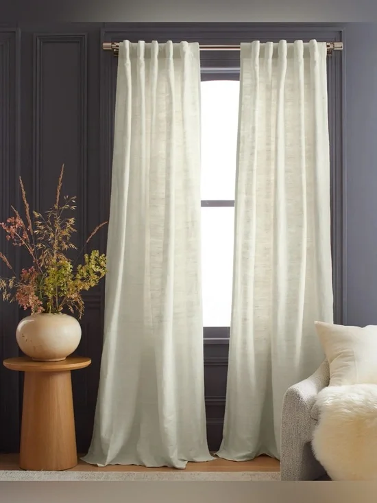 New Quince 100% Silk Neutral Ivory Curtain 1 Panels 48 x 84” Light Filtering