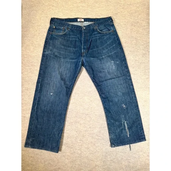 Vintage Levis 501 Original Straight Leg Jeans Mens 42x32 Blue Denim Distressed