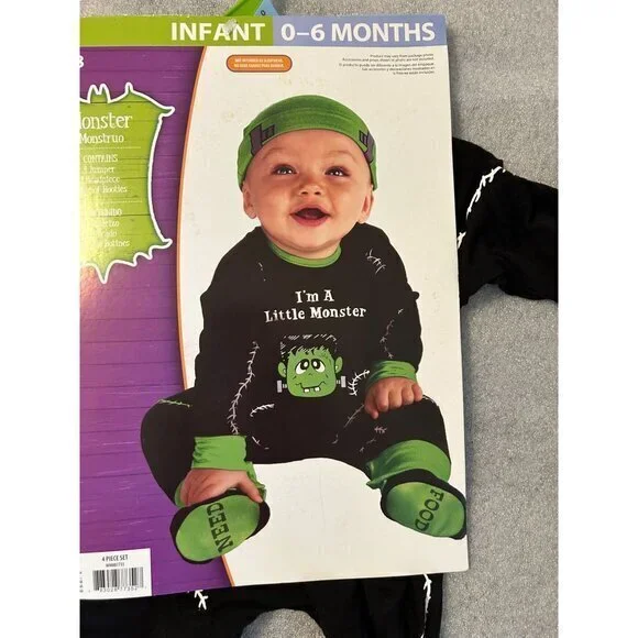 Infant Halloween Costume 0‎ - 6 Months Little Monster - 4 Piece Set