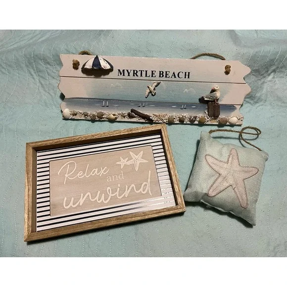 Lot of 3 Coastal Myrtle Beach Themed Wall Hanging Decor‎