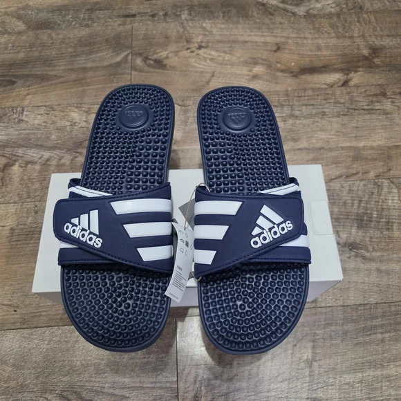 Adidas Navy and White Slide Men Size 13 Sandals