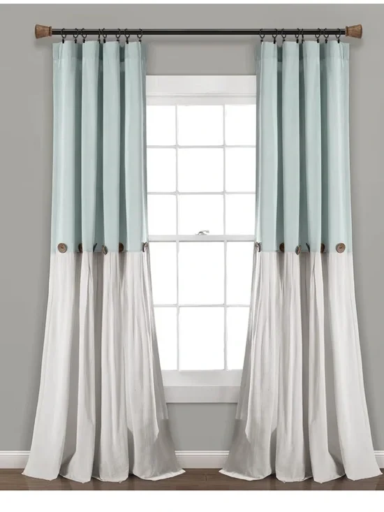 Linen Button Window Curtain Panel, Single, 40
