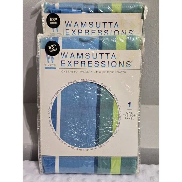 2 Wamsutta Expressions Drape Set Salsa Stripe Tab Top Curtain Panels 41