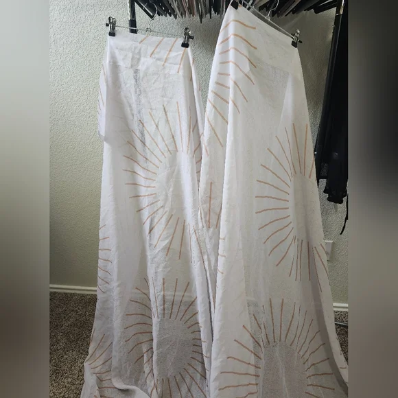 Society6 White and Tan Sunburst Curtains