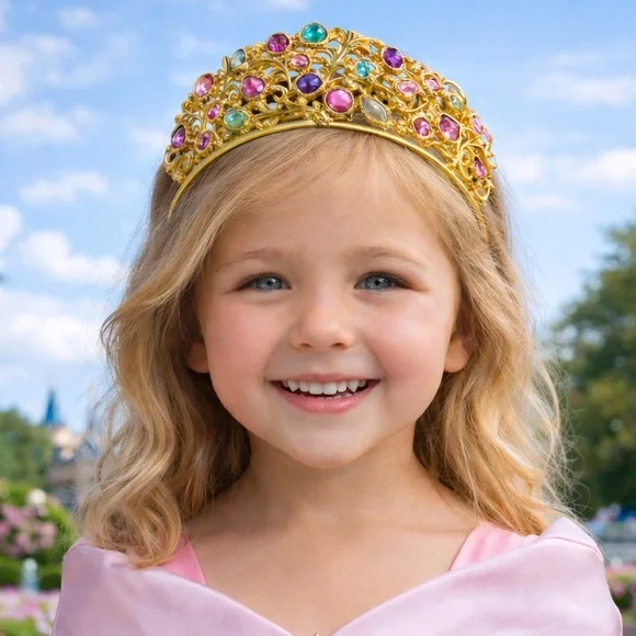 Disney Princess Gold Tiara for Kids Girls Rhinestone Crown Costume Accessory