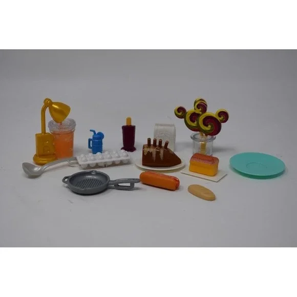 Barbie Doll Kitchen Food Accessories Lot Cake Hot Dog Eggs Cookware Play Set