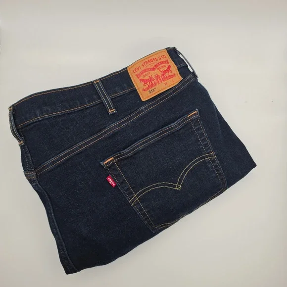 Levi's 511 Jeans Mens 50x28 Slim Dark Wash Blue Excellent Stretch Denim