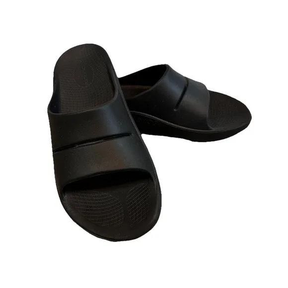 Oofos Ooahh Sandals Men's 13 Recovery Slip On Slide Black Travel‎ Comfort Summer