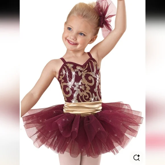 Weissman Burgundy & Gold Dance Costume