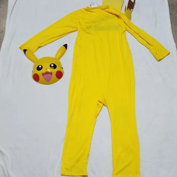 Yellow Pikachu Kids One Piece Costume And Mask L