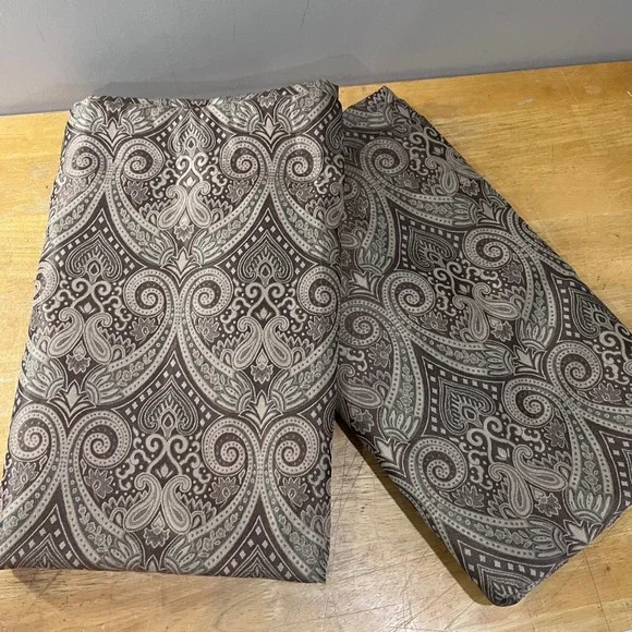 Allen + Roth Paisley Jacquard Curtain Panels Set of 2 Brown Tan 50x82
