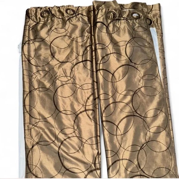 ✨ Metallic Bronze Circle Pattern Curtains (Set of 2 Panels)