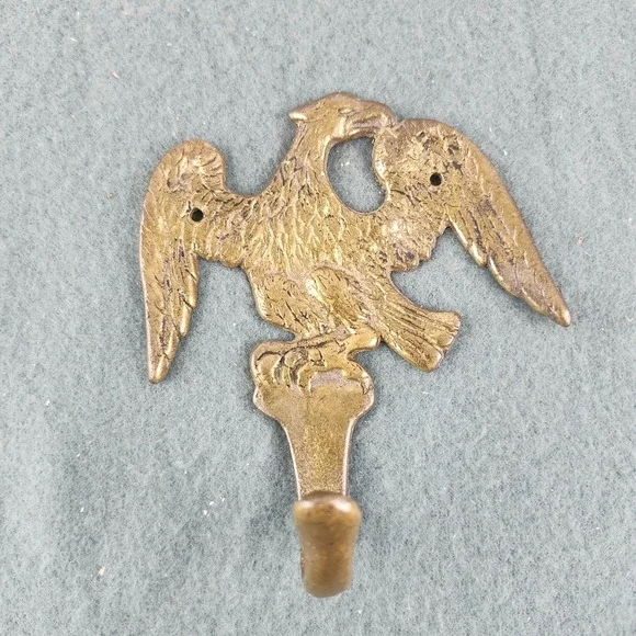 Vintage Solid Brass Eagle Wall Mount Coat Hat Hook