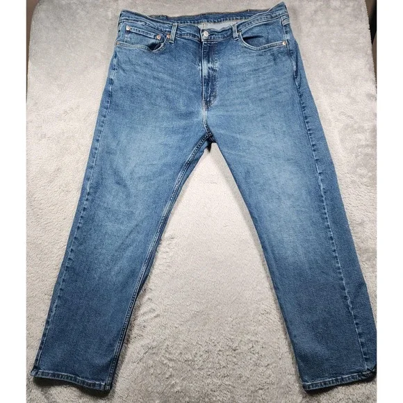Levis 505 Jeans Mens 40x30 Blue Medium Wash Regular Straight Stretch Denim