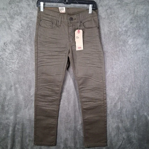 Levis 511 Jeans Men's Size 28x30 Khaki Olive Slim Fit Straight Stretch NWT
