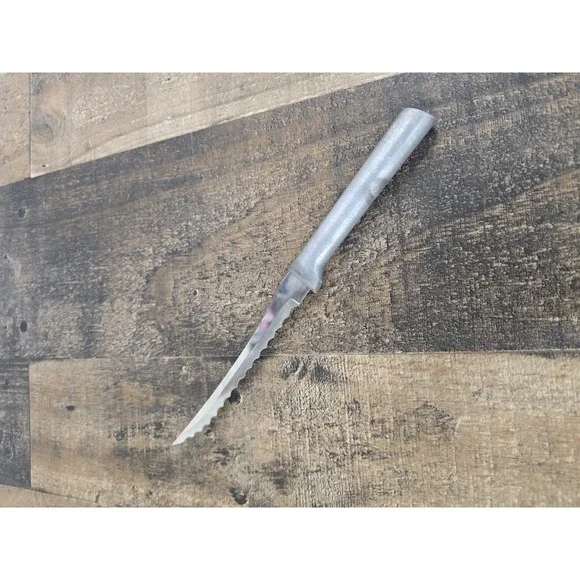 Rada Cutlery Serrated Tomato Knife Silver Brushed Aluminum Handle Made in USA
