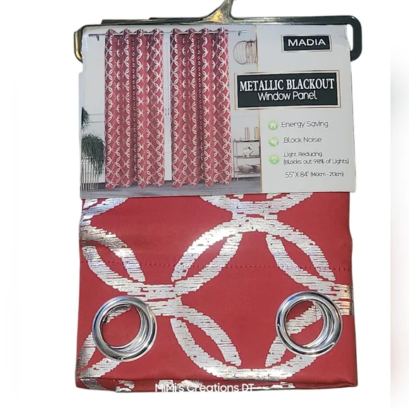 Madia- Matalic Blackout Window Panel Red & Silver 55