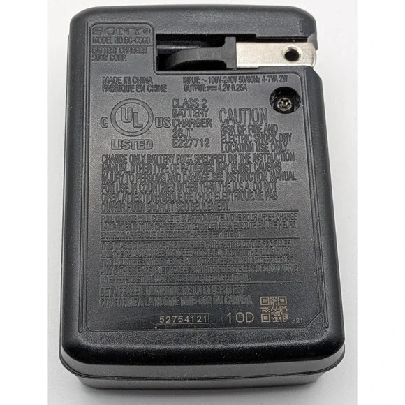 Sony Battery Charger Unisex OS Black Excellent BC-CSGD Cyber-shot G Type Wall