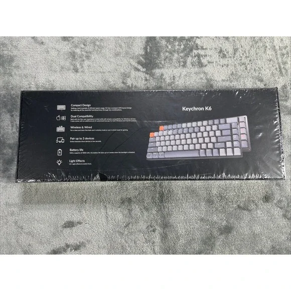 Keychron K6 Mechanical Keyboard Wireless Compact 3 Devices 15+ Lights NEW Sealed