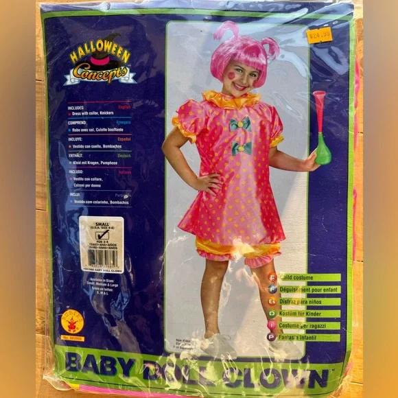 Halloween costume, baby doll clown size small S‎ 4-6