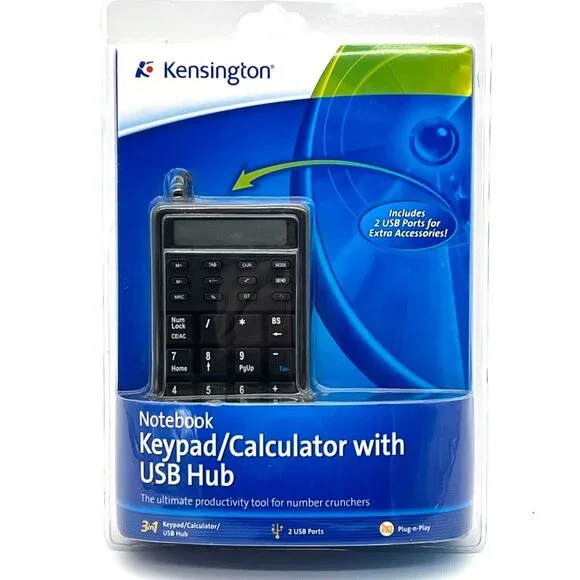 Kensington Notebook Keypad Calculator With USB Hub 3-in-1 Productivity Tool