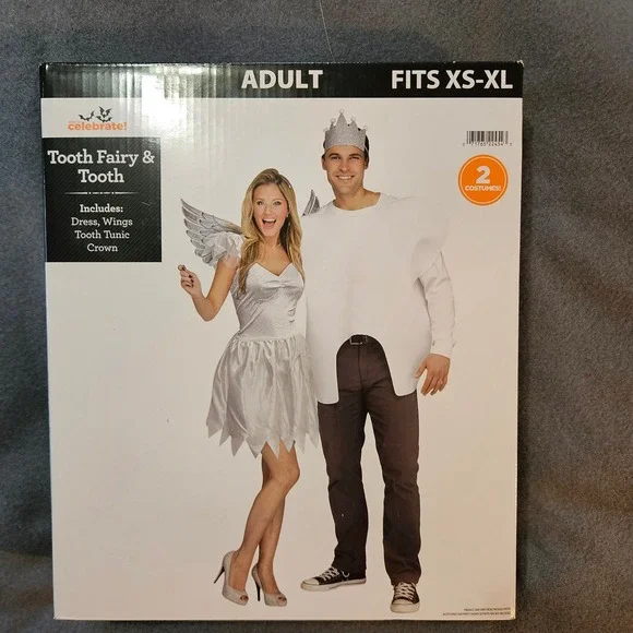 Celebrate Tooth Fairy and Tooth Adult Costume Set‎ Fits XS XL Halloween cosplay