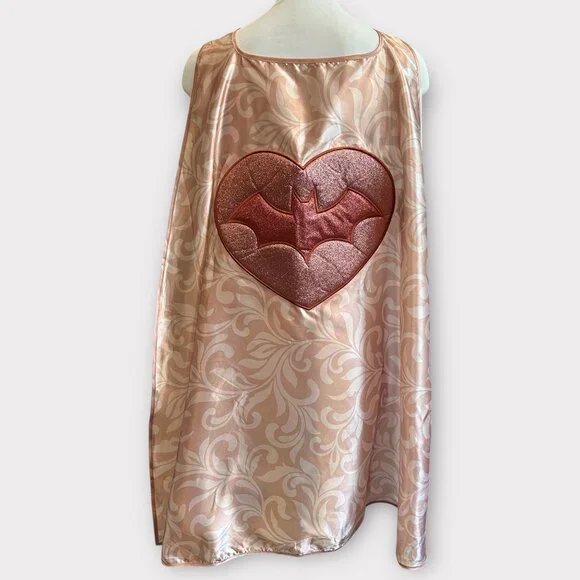 Six Flags Theme Park Womens Girls Satin BATGIRL Batman Cape Pink Sparkle Cosplay