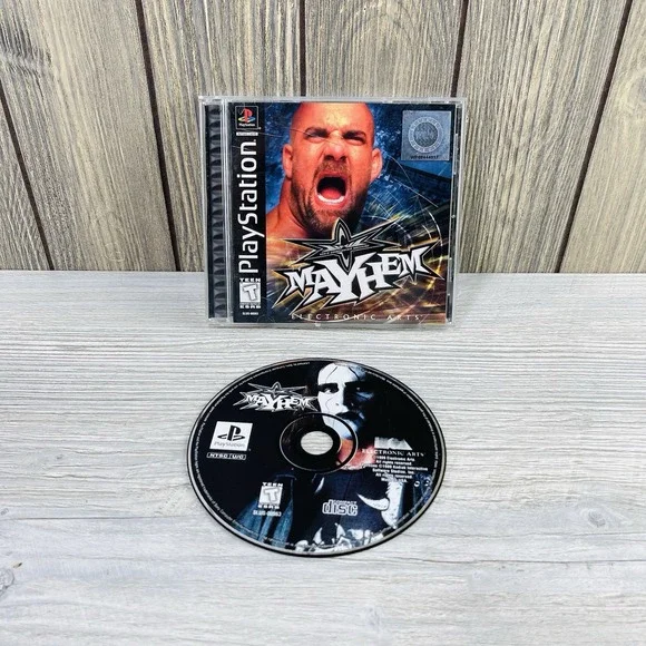 WCW Mayhem Sony PlayStation 1 PS1 Complete w/ Manual Black Label Tested