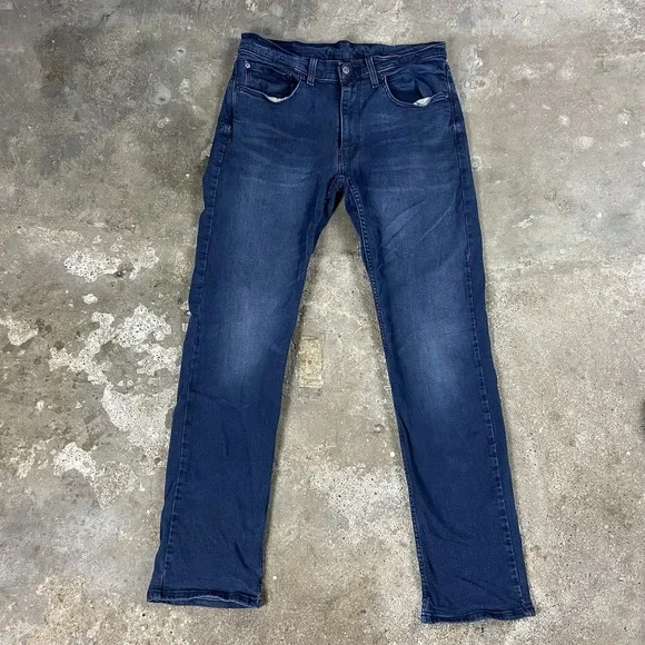 Levi's 514 Jeans Size 34x34 Blue Denim Dark Wash Regular Straight Fit Casual