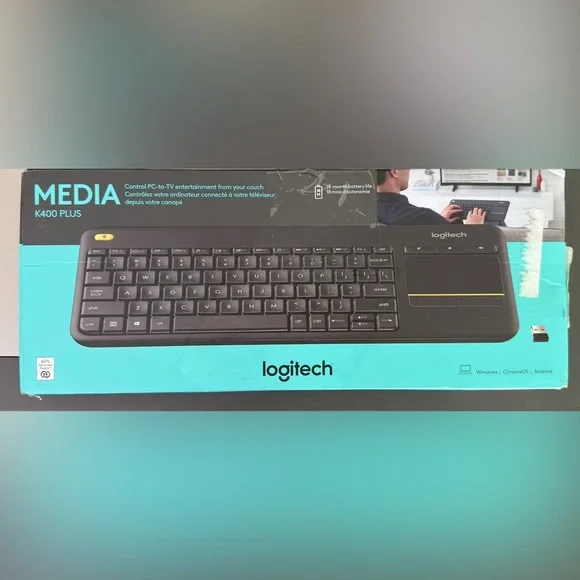 Logitech Media K400 Plus Black Wireless Keyboard with Touchpad