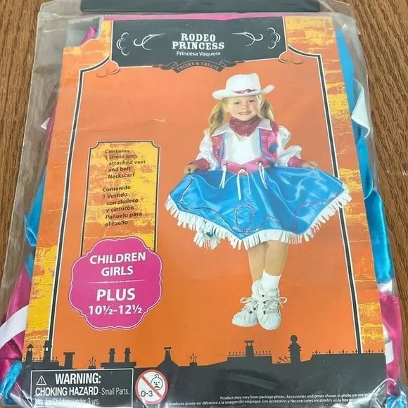 🆕 Rodeo Princess Child Costume Cowgirl Size Plus 10.5-12.5 New
