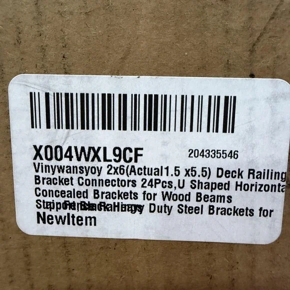 Vinywansyoy 2x6 Deck Railing Bracket Connectors 24Pcs‎ U Shaped Steel Black