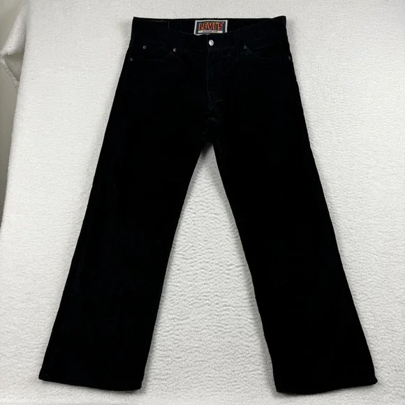 Vintage Levi's 549 Low‎ Loose Pants Mens 36x30 Black Cotton Corduroy Straight