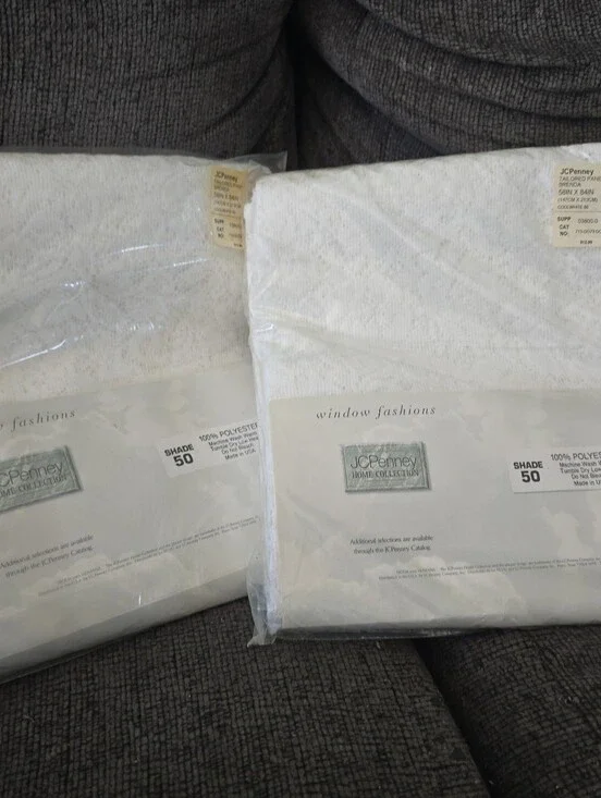 (2) Vintage JC Penney Home Collection Brenda White Lace Curtain Panel 58 X 84
