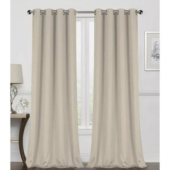GoodGram Monterey 2 Light Beige Blackout & Grommet Curtain Panel Set 52